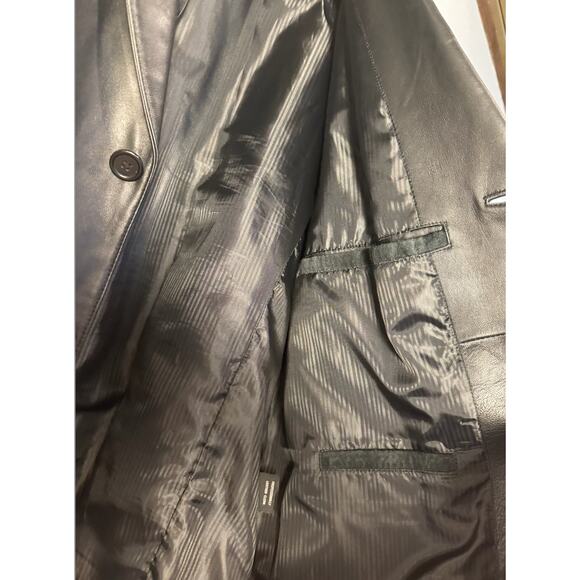 Vintage Black 100% Leather JNY Jones New York Mens Leather Jacket‎ Coat 44R - Picture 7 of 16
